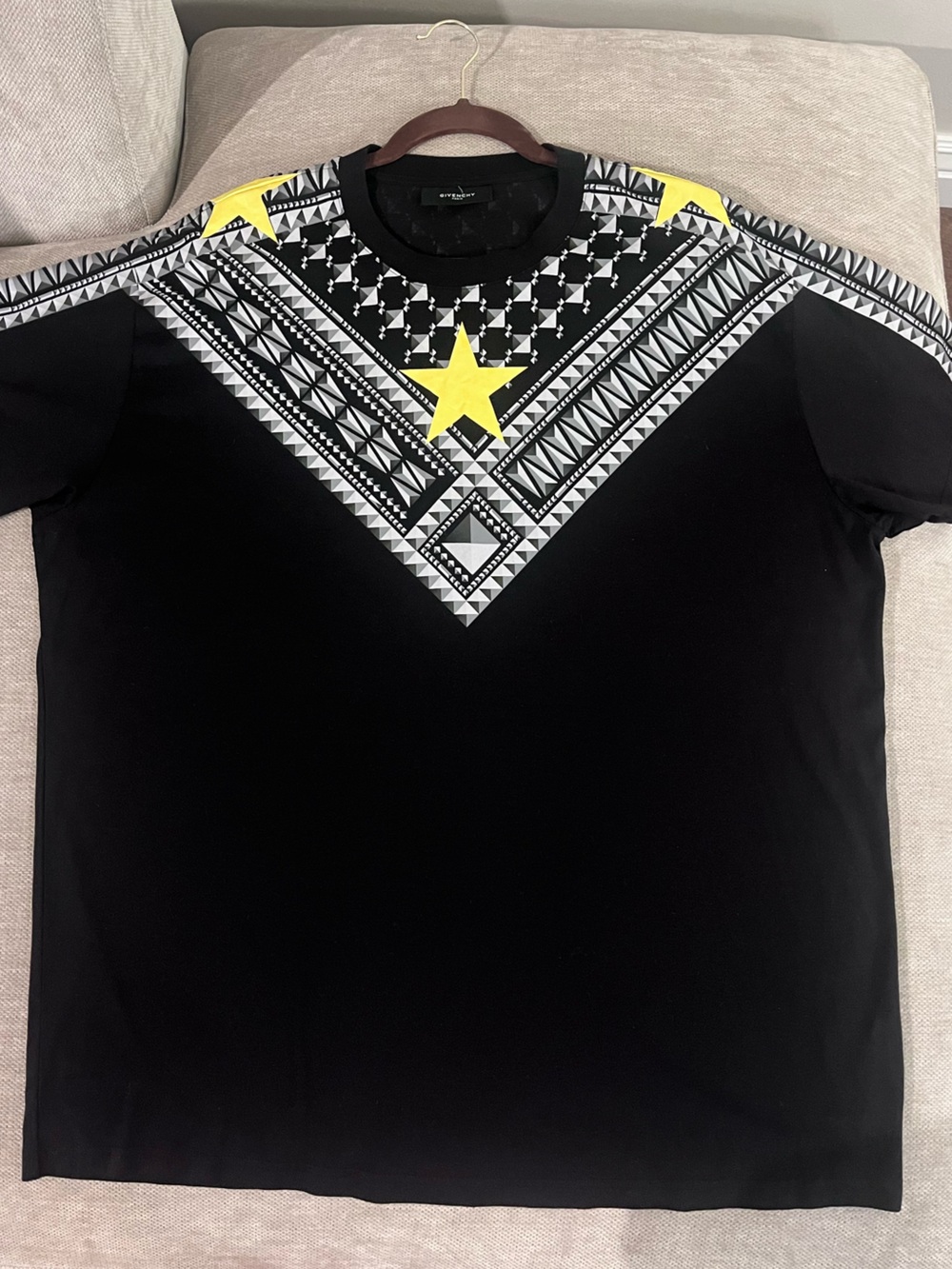 Riccardo Tisci for Givenchy Black Keffiyah with Yellow Star TShirt.